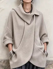 Lenneke – Oversize-Jacke mit Asymmetrischem Kragen und Taschen