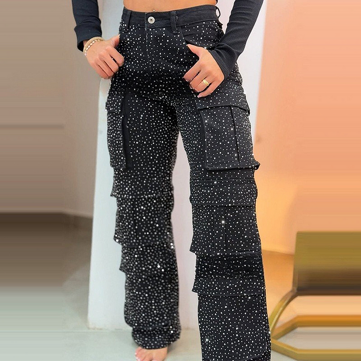 Leseli - Elegante Cargo Hose Mit Schimmerndem Finish