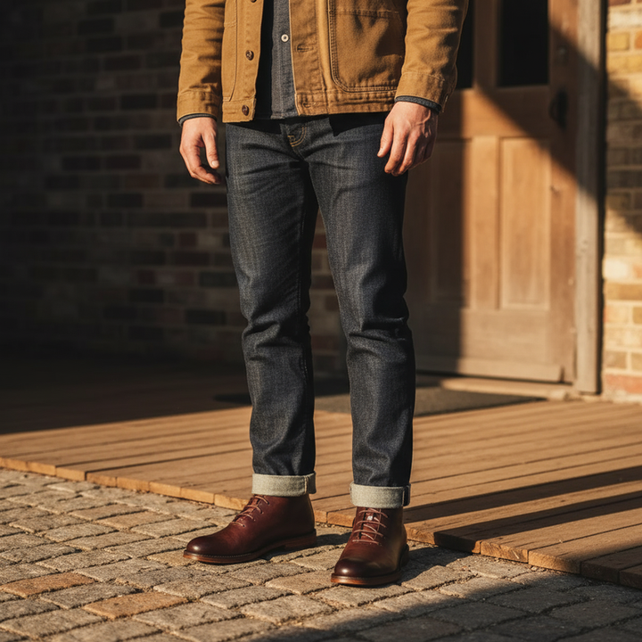 Milovans - Leder Schnür Stiefeletten Mit Runder Zehenpartie