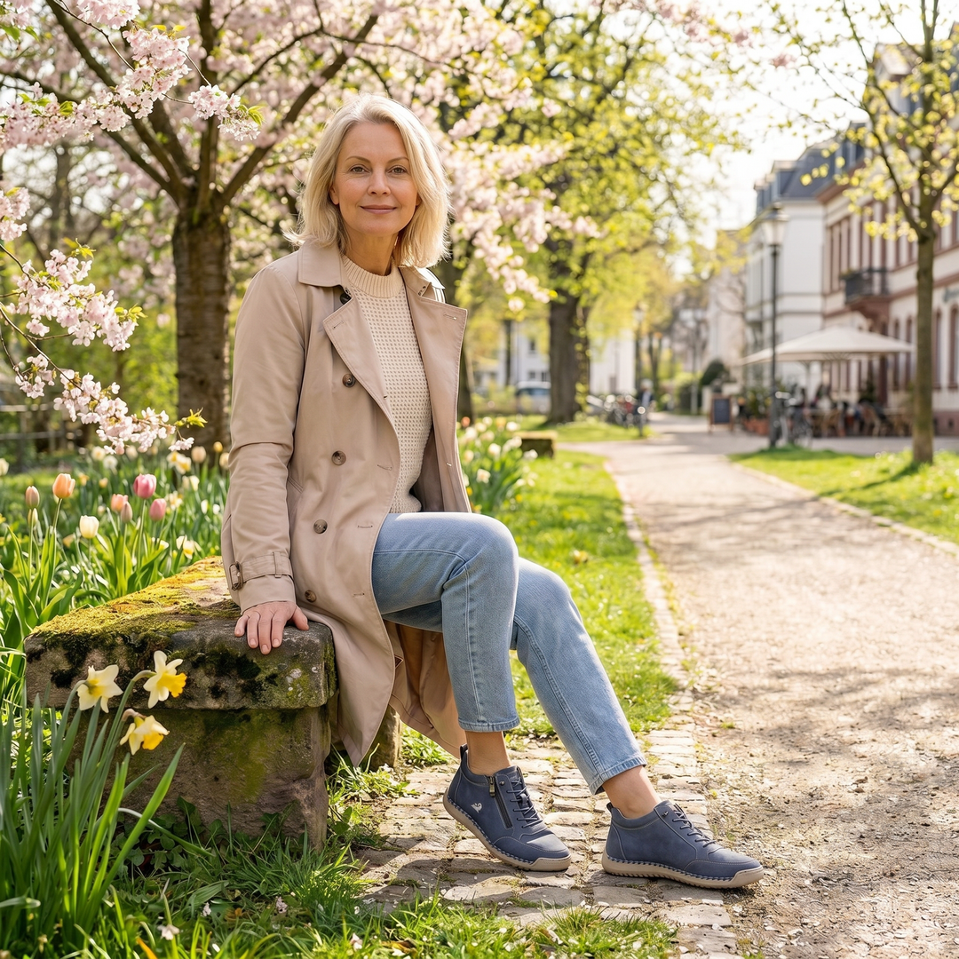 Schreiner – Turnschuh mit Schnürung Und Reißverschluss Sowie Kontrastnähten