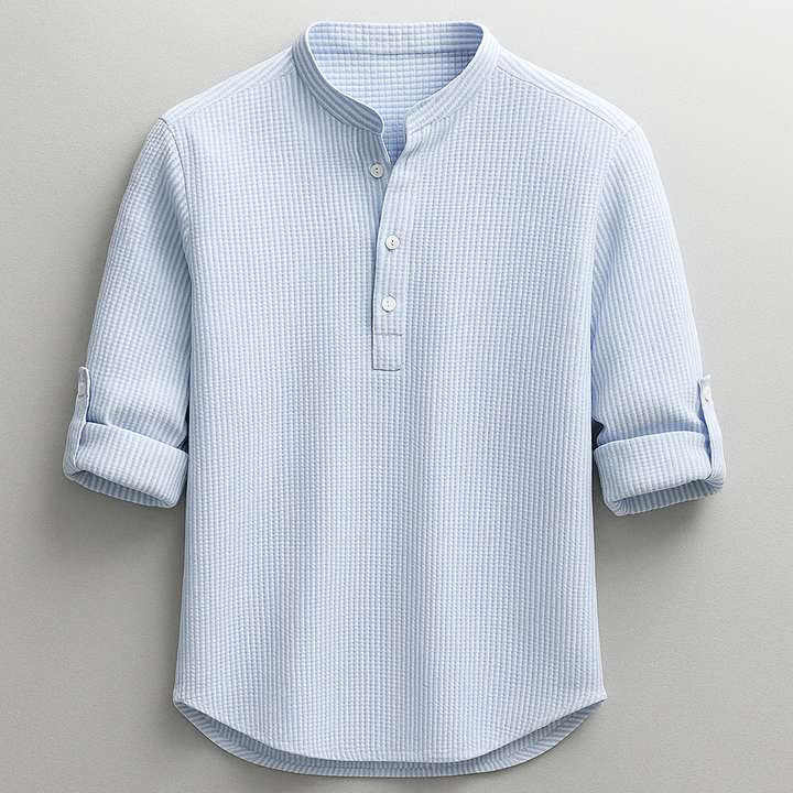 Antero – Langarm Hemd Mit Henley-Kragen