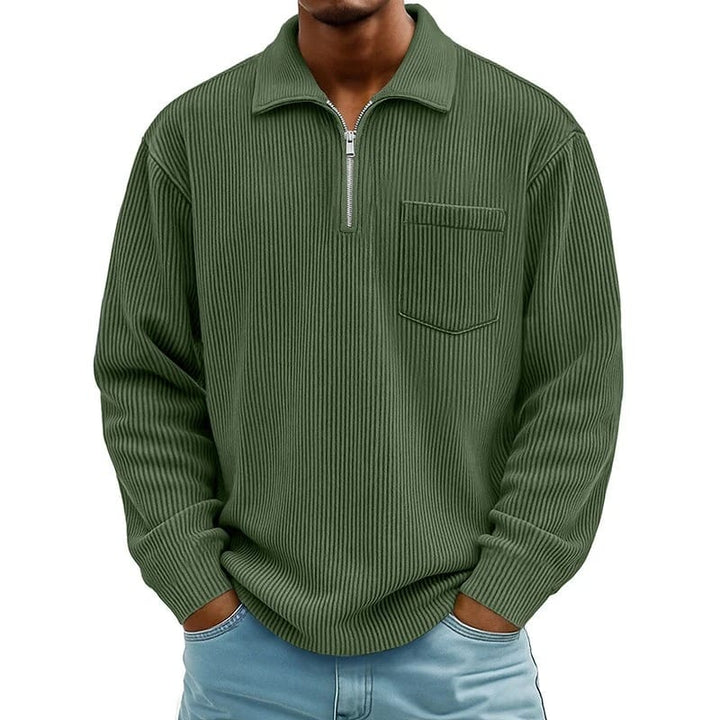 Quenton – Pullover mit halbem Reißverschluss und Brusttasche