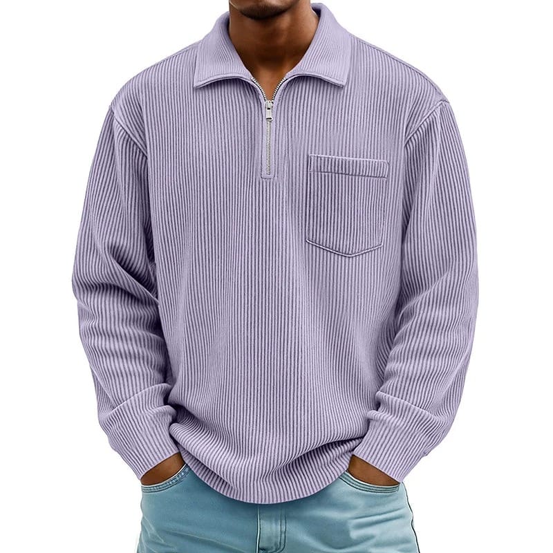 Quenton – Pullover mit halbem Reißverschluss und Brusttasche