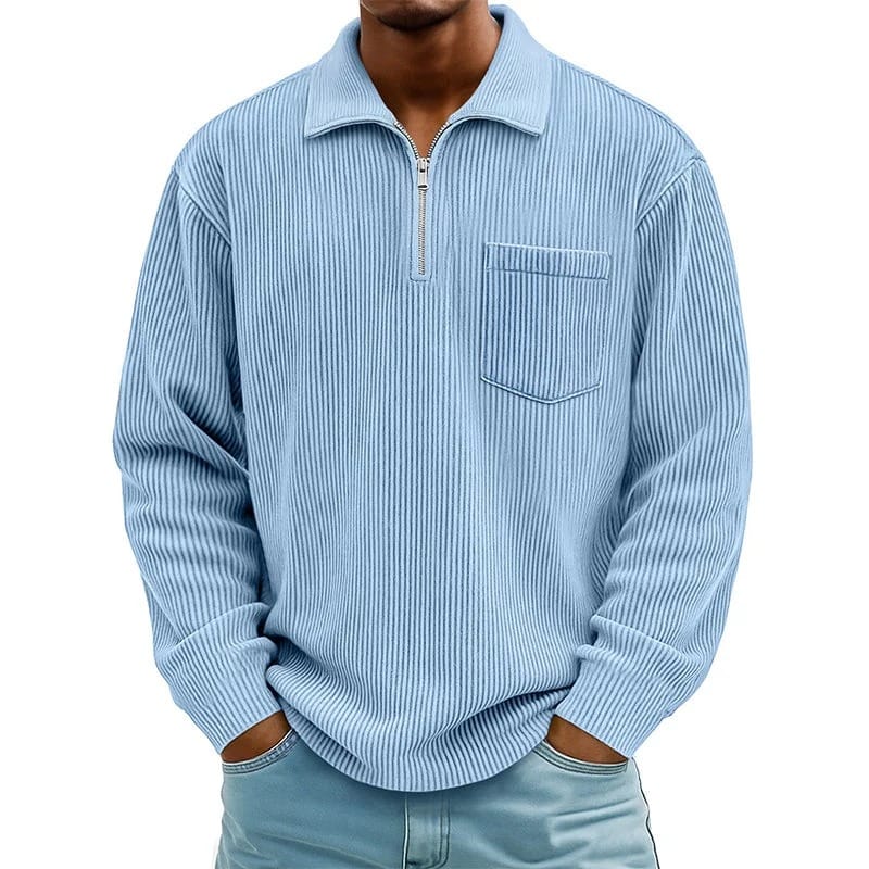 Quenton – Pullover mit halbem Reißverschluss und Brusttasche