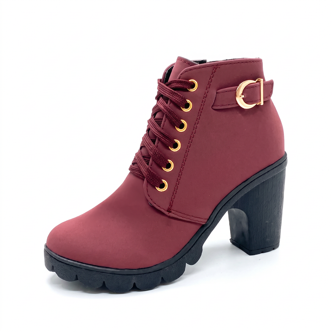 Rijona – Schnürstiefeletten Mit Schnallen Und Klobigem Absatz