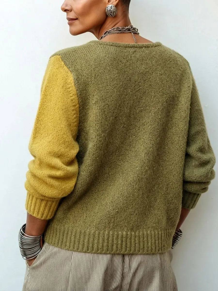 Lizana – Asymmetrischer Strickpullover im Farbblock-Schau