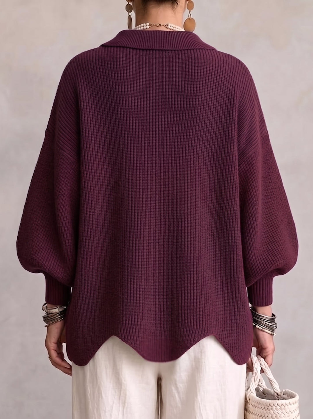 Shiryl – Langärmelige Strickjacke mit Kragen Und Knopfleiste