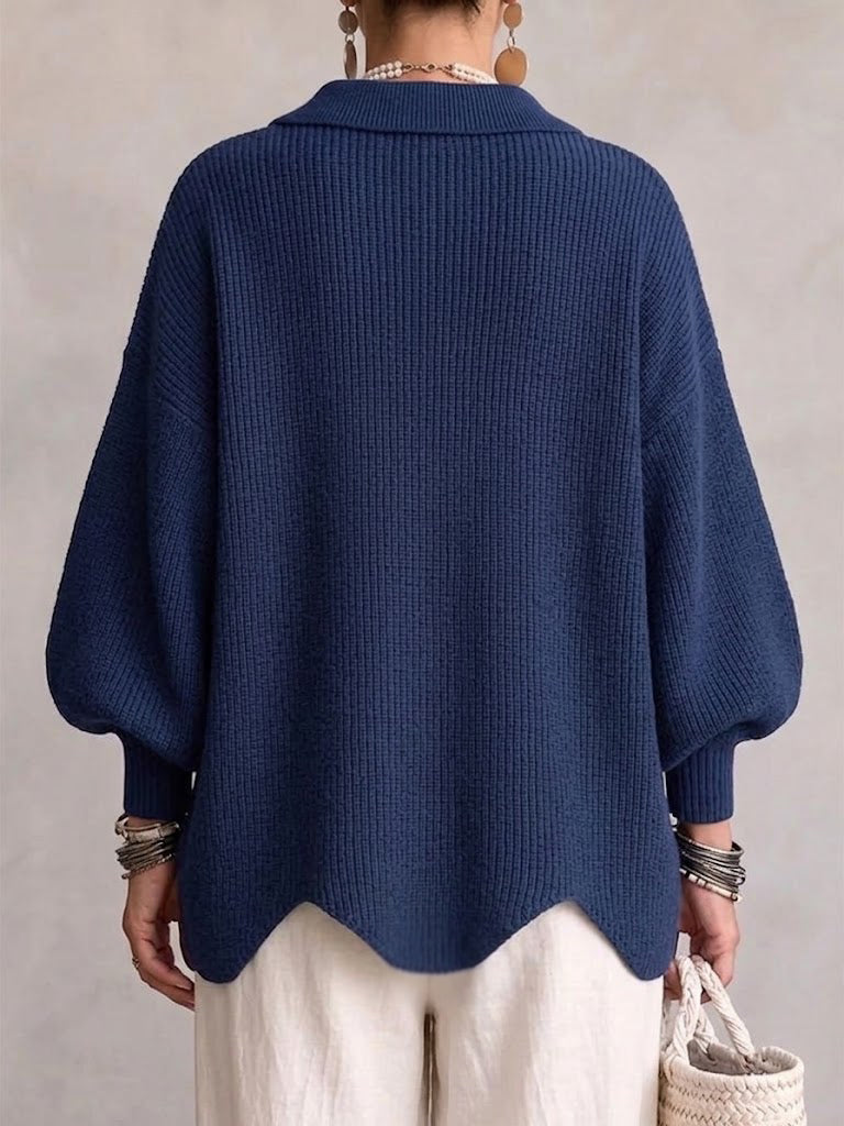 Shiryl – Langärmelige Strickjacke mit Kragen Und Knopfleiste