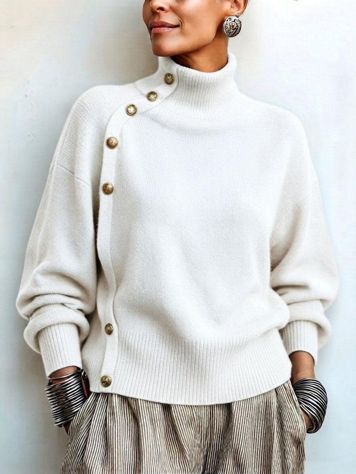 Lylian – Langarmpullover Mit Rollkragen Und Knopfleiste
