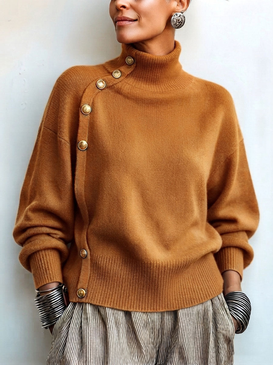 Lylian – Langarmpullover Mit Rollkragen Und Knopfleiste