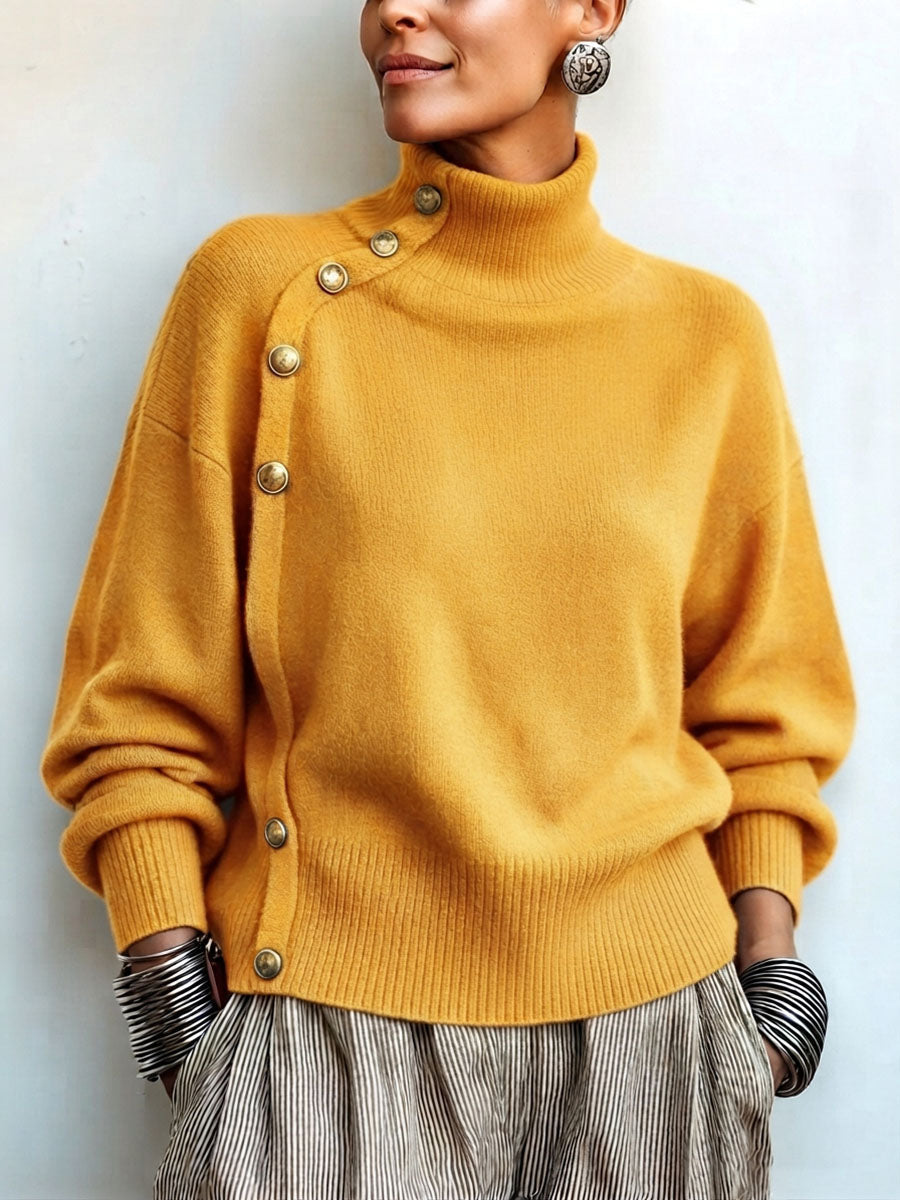 Lylian – Langarmpullover Mit Rollkragen Und Knopfleiste