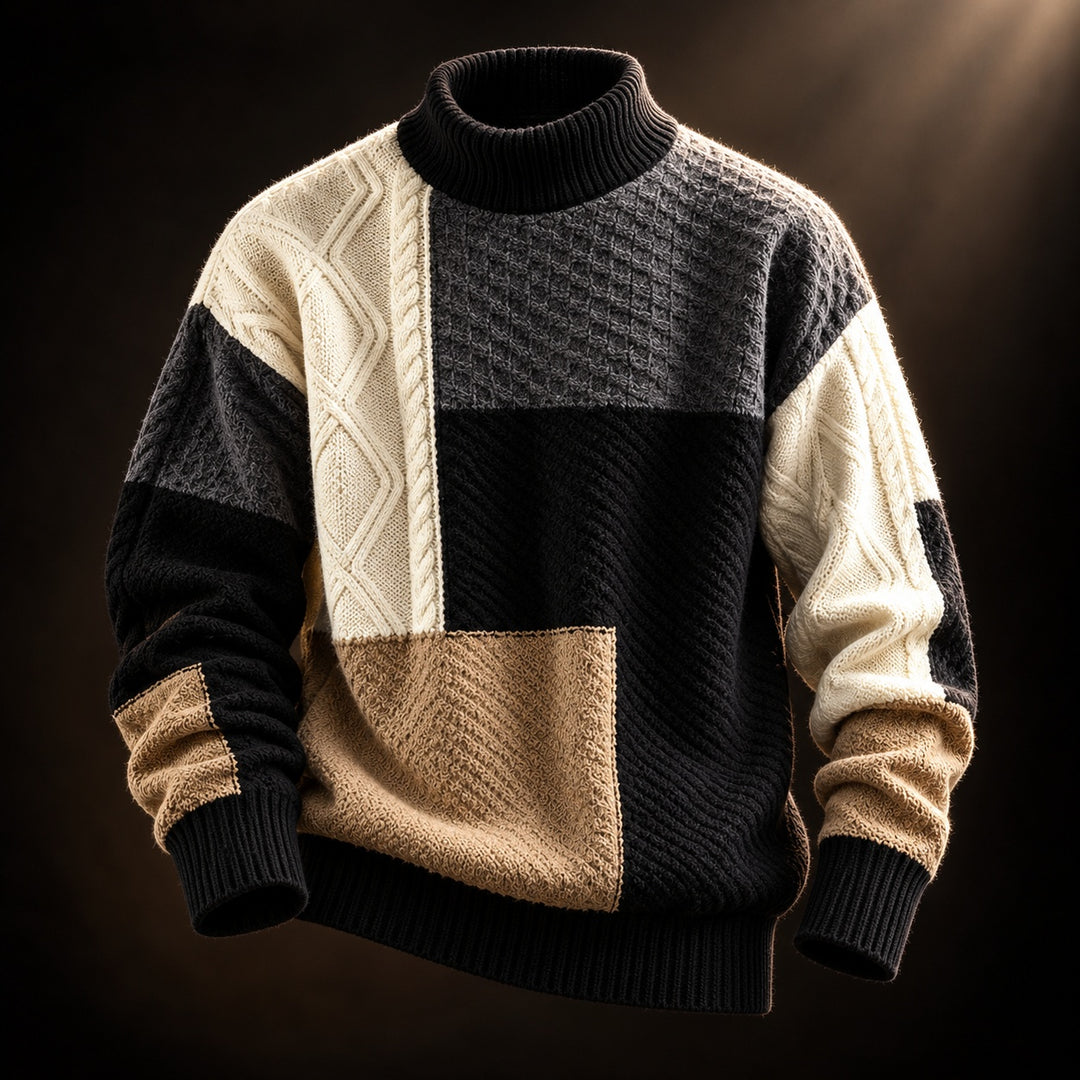 Trevon – Pullover Mit Patchwork-Zopfmuster