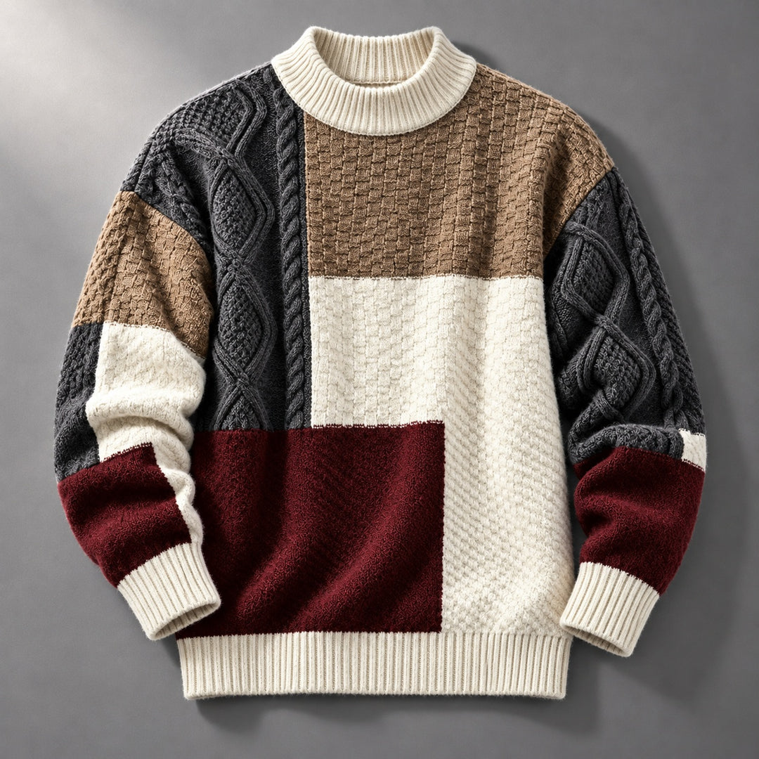 Trevon – Pullover Mit Patchwork-Zopfmuster