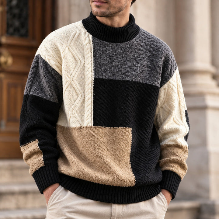 Trevon – Pullover Mit Patchwork-Zopfmuster