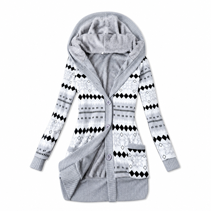 Shazina – Kapuzen Strickjacke Mit Geometrischem Muster