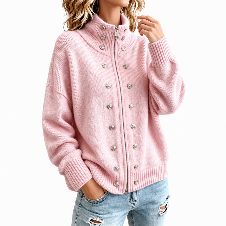 Ezgia – Strickjacke Mit Zierknopf